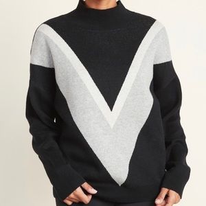 Color-Blocked Chevron Turtleneck Sweater